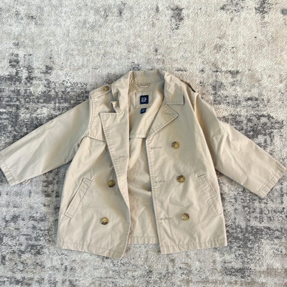 Girls Baby Gap Khaki light weight pea coat - Picture 2 of 5